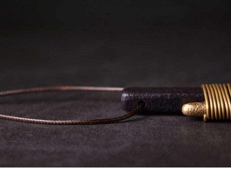 Hand-Forged Ebony and Raw Brass Totem Necklace