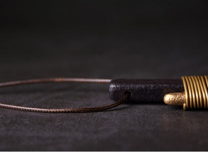 Hand-Forged Ebony and Raw Brass Totem Necklace