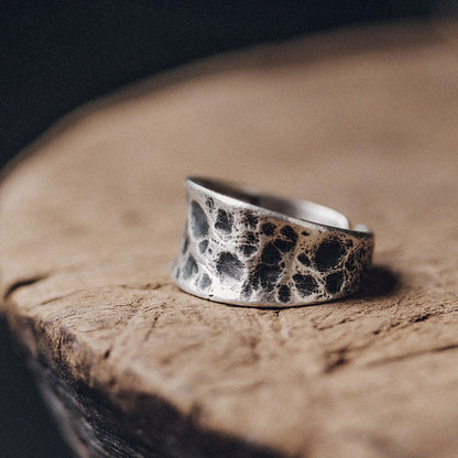 Artisan Wide-Band Volcanic Matte 925 Sterling Silver Ring