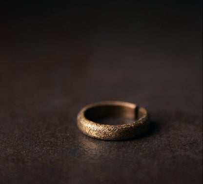 Hand-Forged Stardust Texture Brass Minimalist Rings