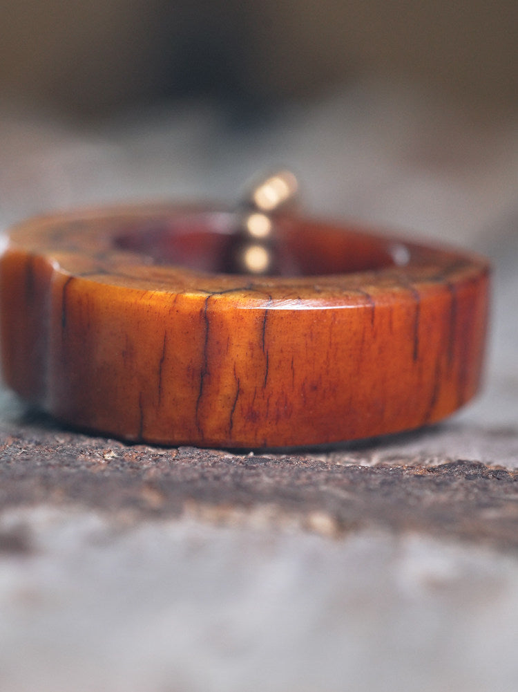 Hand-Carved Tibetan Ox Bone & Green Agate Spiritual Necklace