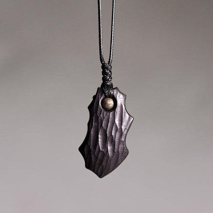 "Midnight Guardian" Hand-Carved Ebony Wooden Necklace