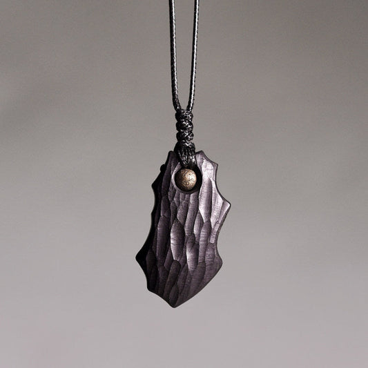 "Midnight Guardian" Hand-Carved Ebony Wooden Necklace
