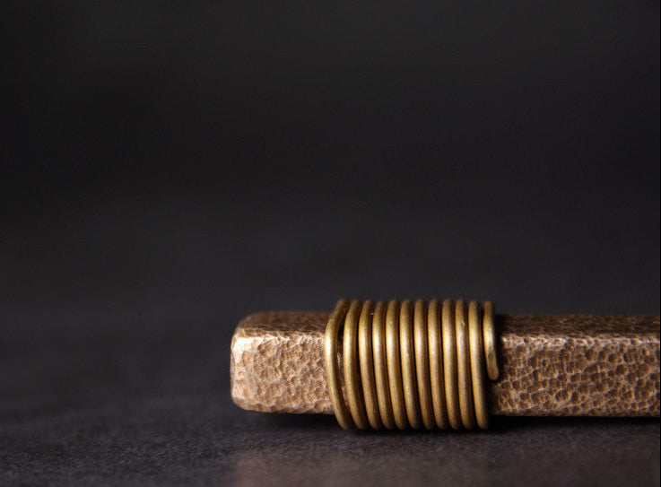 "Solar Pillar" Hammered Brass Bar Necklace