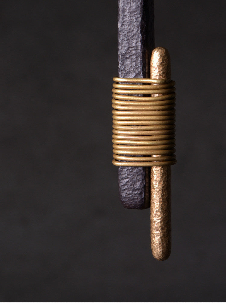 Hand-Forged Ebony and Raw Brass Totem Necklace