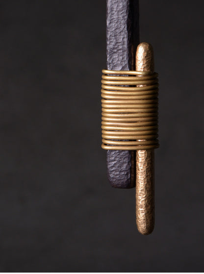 Hand-Forged Ebony and Raw Brass Totem Necklace