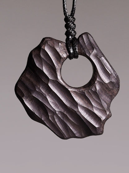 Artisan Chiseled Ebony "Ether" Disc Pendant