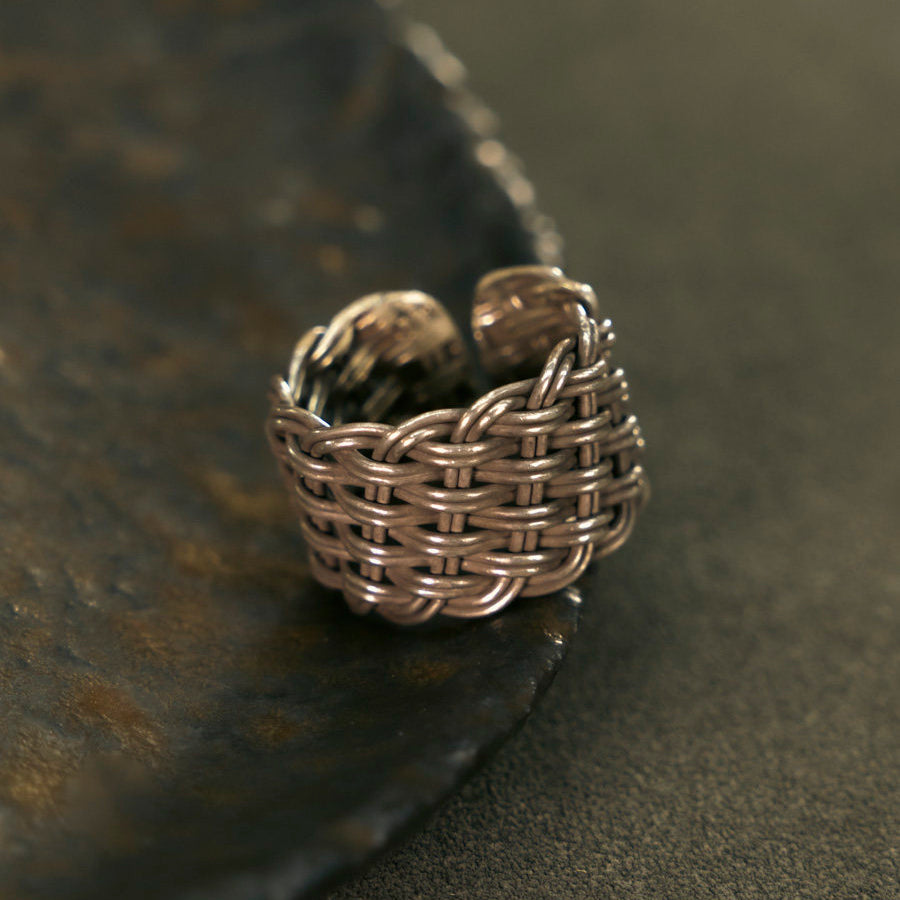 Artisan 925 Sterling Silver Woven & Layered Adjustable Rings