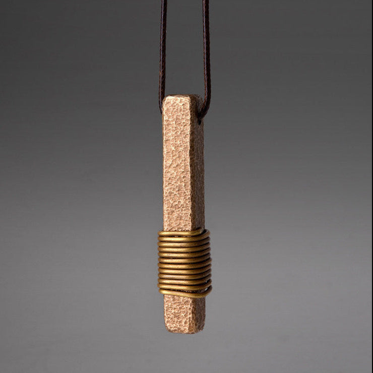 "Solar Pillar" Hammered Brass Bar Necklace