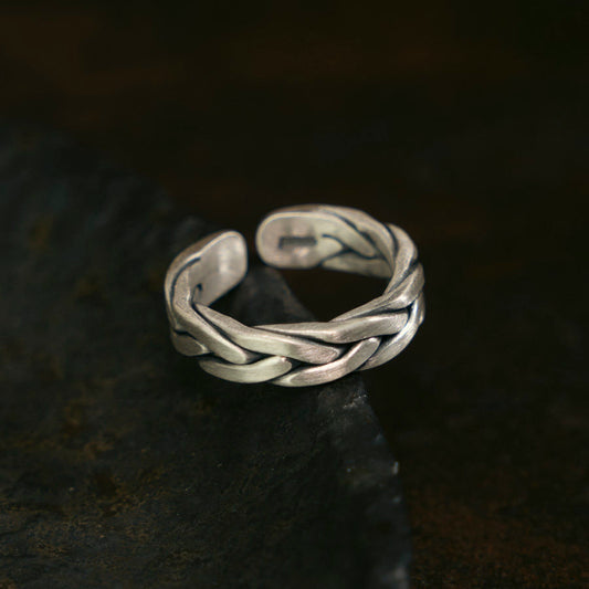 Artisan Braided 999 Fine Silver Adjustable Cuff Ring