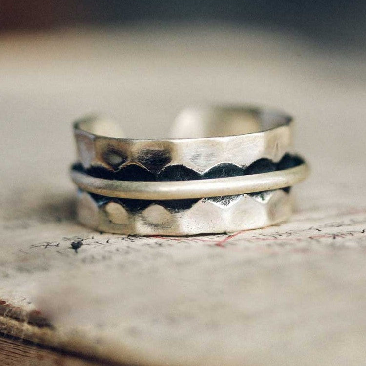 Artisan Hammered "Orbital" 925 Sterling Silver Ring