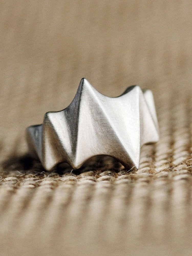 Artisan Geometric "Peak" 925 Sterling Silver Adjustable Ring