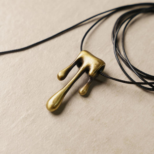 Artisan "Molten Flow" Brass Melting Pendant Handmade Necklace