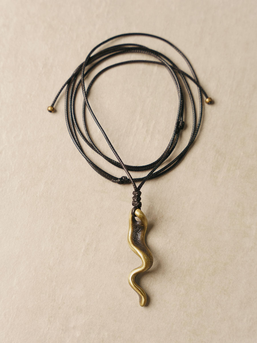 Artisan "Fluid Spirit" Antique Brass Necklace