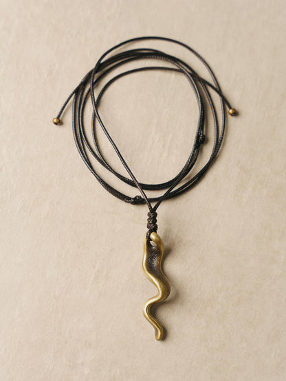 Artisan "Fluid Spirit" Antique Brass Necklace