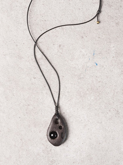 "Void & Vision" Ebony Wood Pendant Necklace