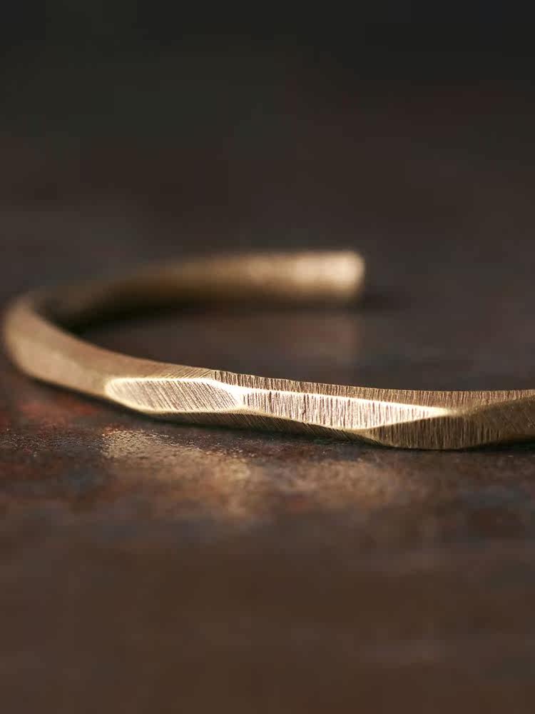 Hand-Faceted Solid Brass Cuff Bracelet - JS546