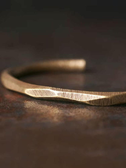 Hand-Faceted Solid Brass Cuff Bracelet - JS546