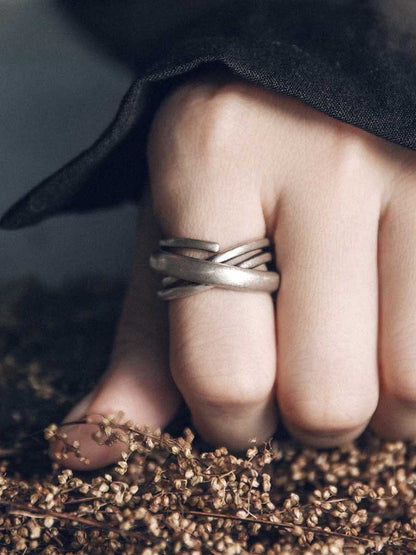Artisan Interwoven 925 Sterling Silver Multi-Layer Ring