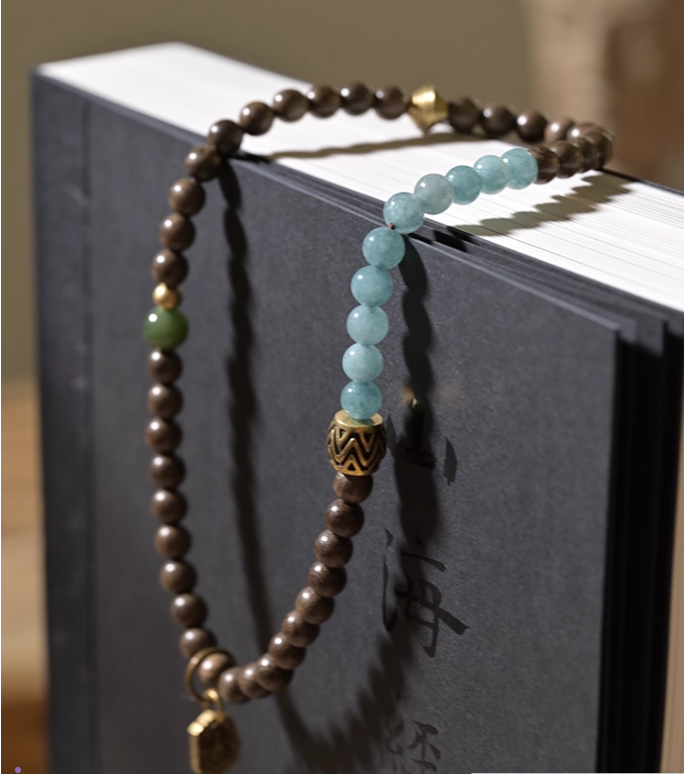 Mystic Mountain & Sea Mala with Jade & Aquamarine