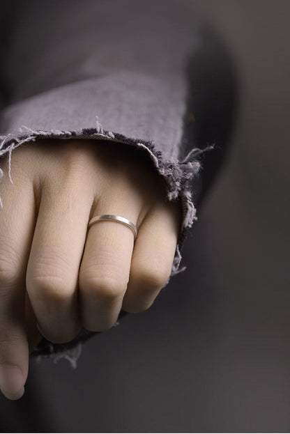 Frosted Matte 925 Sterling Silver Minimalist Band