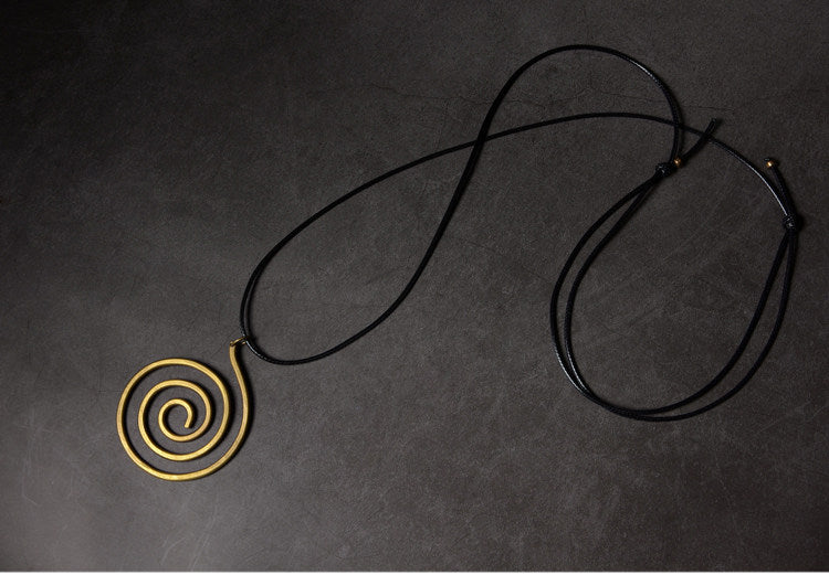 "Cosmic Vortex" Spiral Brass Necklace