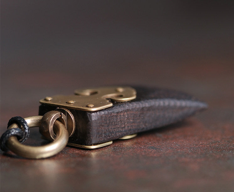Hand-Textured Ebony and Vintage Brass Artisan Pendant