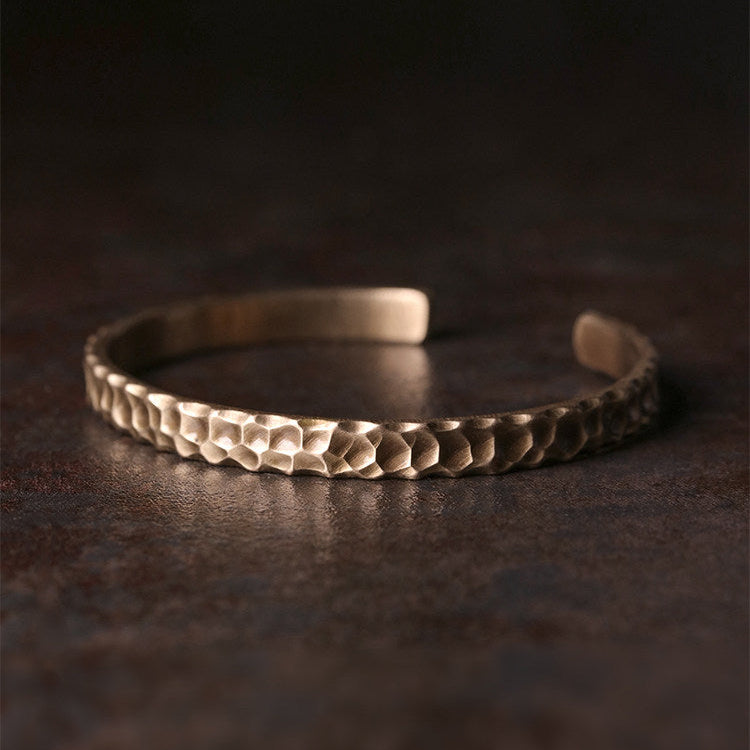 JS542 Hand-Hammered "Ancient Earth" Antique Brass Cuff Bracelet