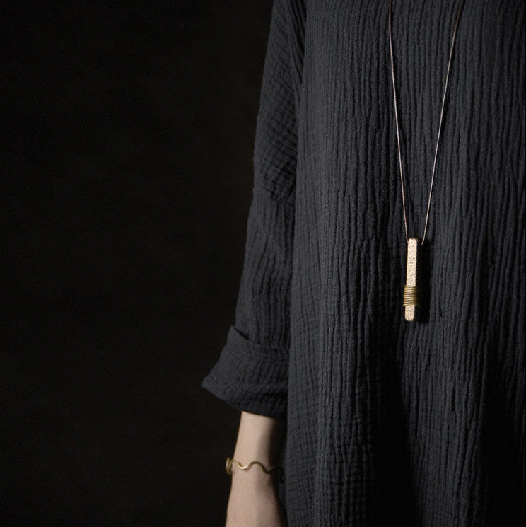 "Solar Pillar" Hammered Brass Bar Necklace