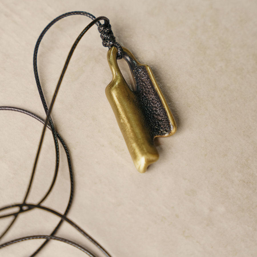 "Ancient Totem" Textured Vintage Brass Necklace