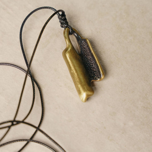 "Ancient Totem" Textured Vintage Brass Necklace