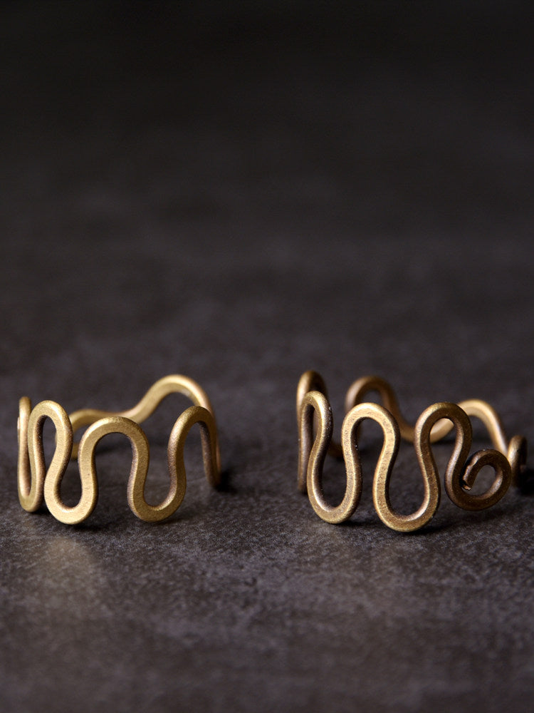Artisan Wavy Sine-Wave Brass Rings