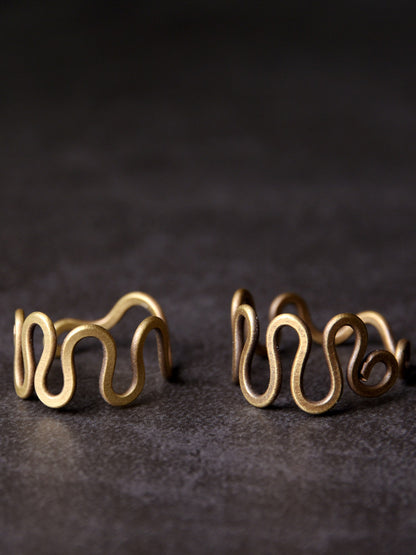 Artisan Wavy Sine-Wave Brass Rings