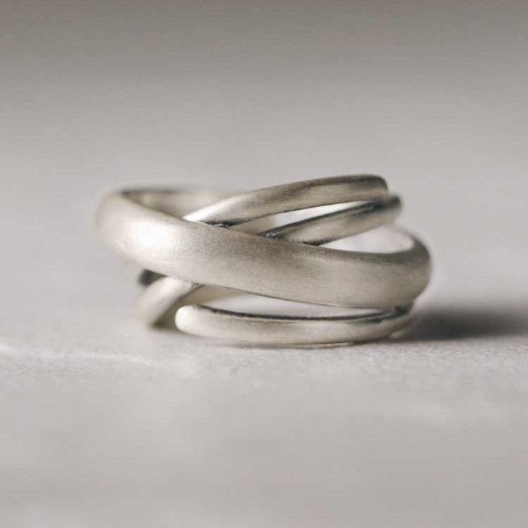 Artisan Interwoven 925 Sterling Silver Multi-Layer Ring