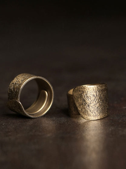Artisan Wide Brass Wrap Talisman Rings
