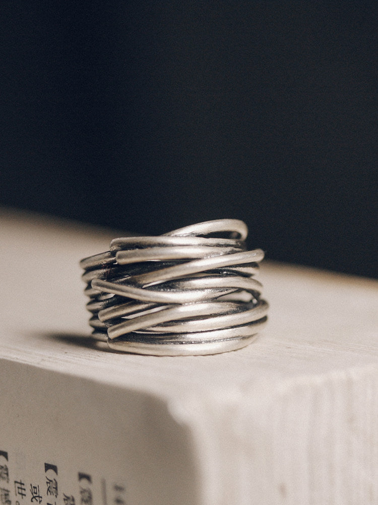 Artisan Multi-Layered Wrap 925 Sterling Silver Ring