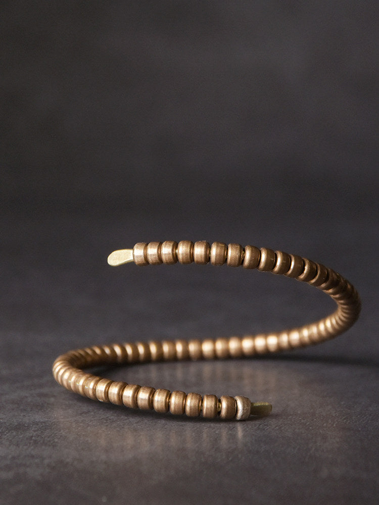 Vintage Hand-Textured Spiral Brass Cuff Bracelet