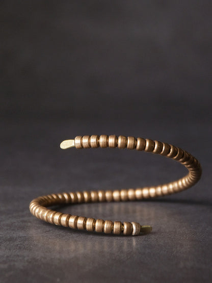Vintage Hand-Textured Spiral Brass Cuff Bracelet