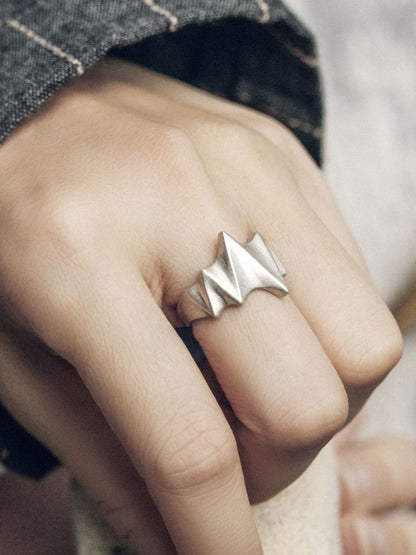 Artisan Geometric "Peak" 925 Sterling Silver Adjustable Ring