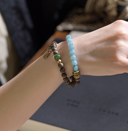 Mystic Mountain & Sea Mala with Jade & Aquamarine