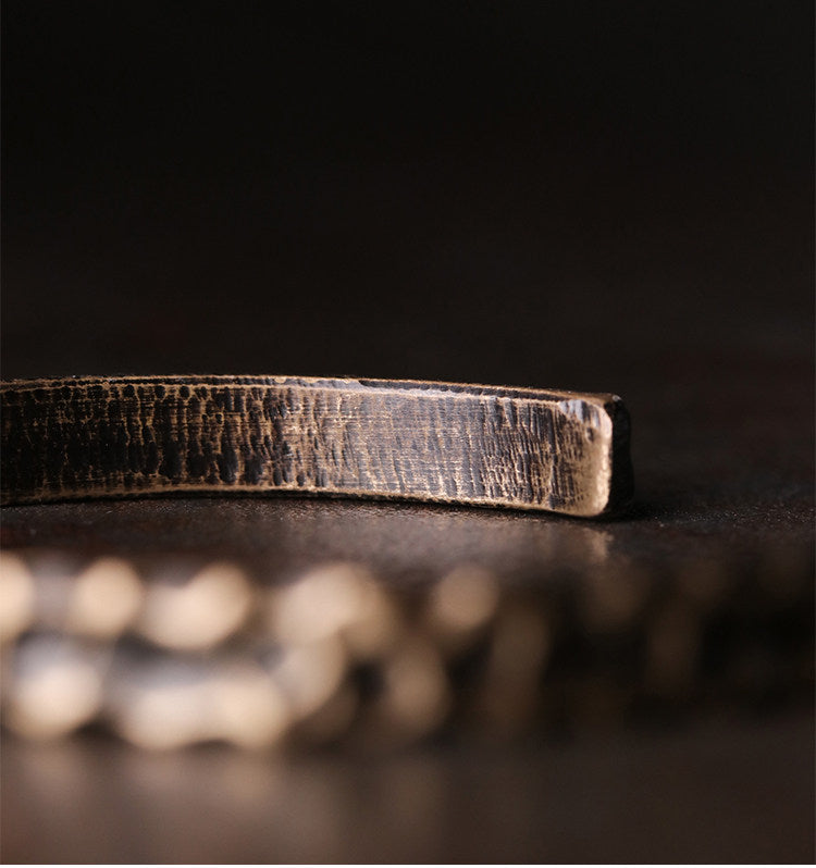 JS542 Hand-Hammered "Ancient Earth" Antique Brass Cuff Bracelet