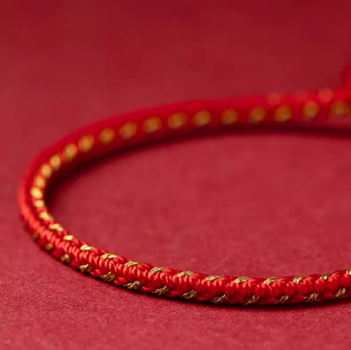 Hand-Braided Red String Cinnabar Bracelet for Luck & Protection