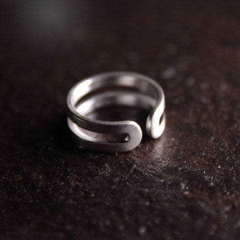 Frosted Matte Double-Band 925 Sterling Silver Ring