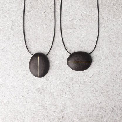 Hand-Chiseled Ebony "Orb" Pendant with Brass Filament