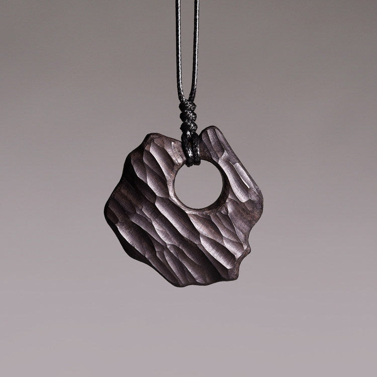 Artisan Chiseled Ebony "Ether" Disc Pendant