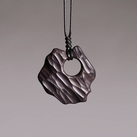 Artisan Chiseled Ebony "Ether" Disc Pendant