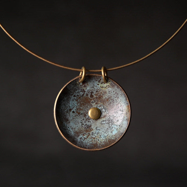 "Orb of Origin" Patina Brass Necklace
