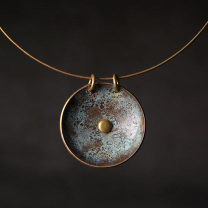 "Orb of Origin" Patina Brass Necklace