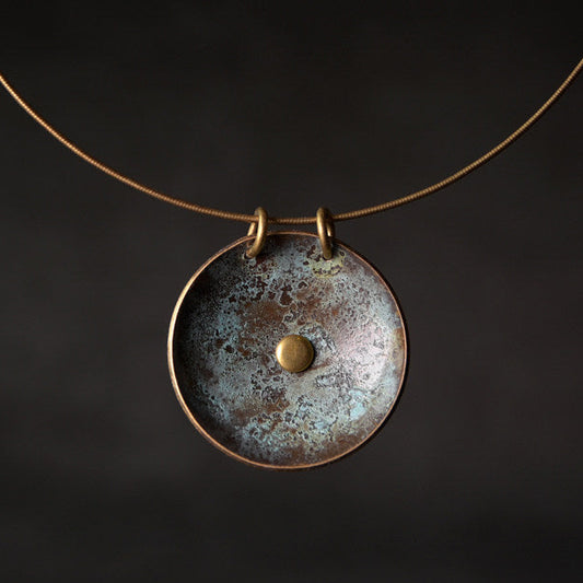 "Orb of Origin" Patina Brass Necklace
