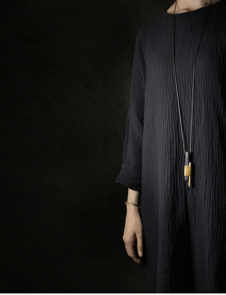 Hand-Forged Ebony and Raw Brass Totem Necklace